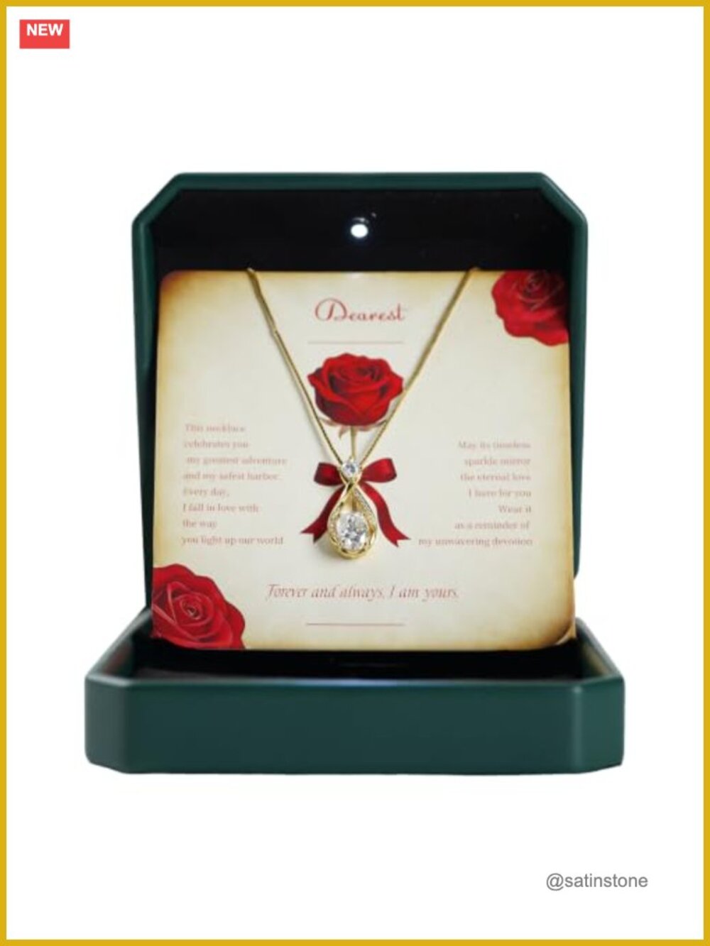 Moissanite Infinity Pendant Necklace 18K Gold Plated 925 Silver